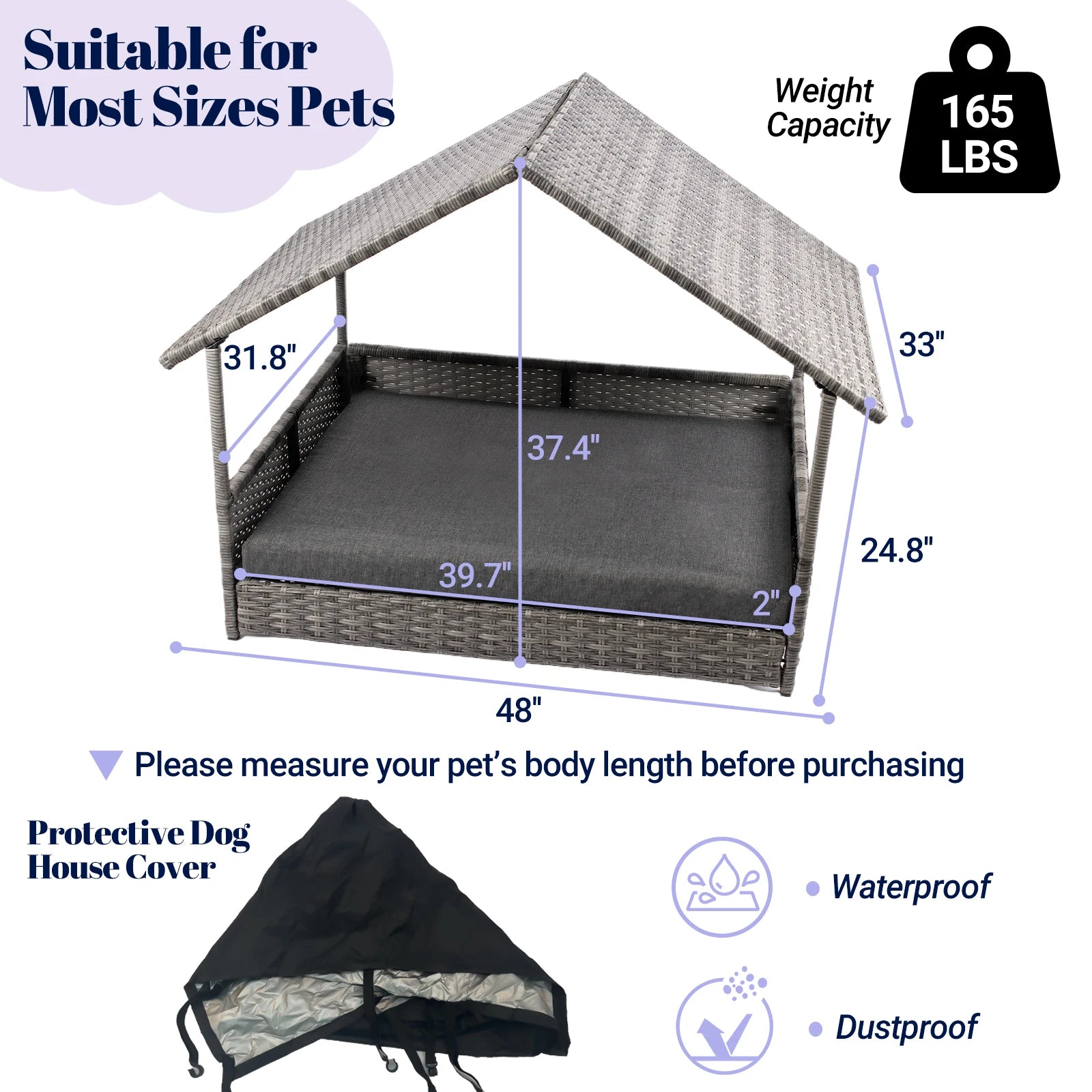 Wicker Dog House with pad