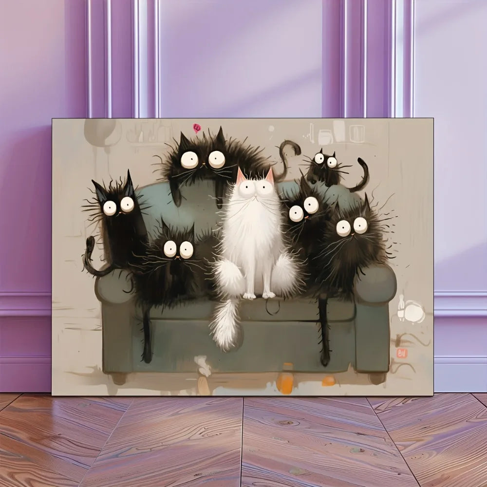 Humorous cartoon cat art