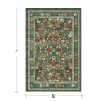 Vintage Boho green Floral Washable Nonslip Area Rug