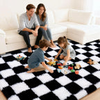 Checkered ultra soft shaggy rug