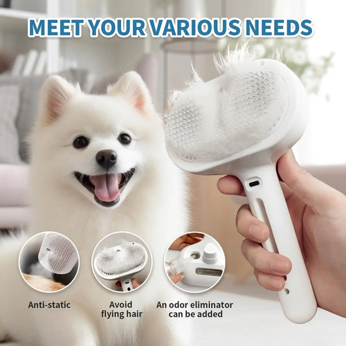 3 In 1 Pet Spray Grooming Comb, Steamy Floating One Click Hair Removal