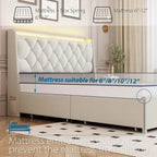 Queen Size Bed Frame with 4 Drawers & Storage Headboard