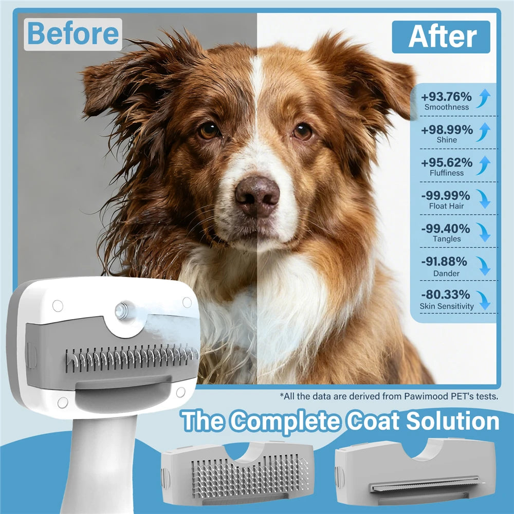 PAWIMOOD 3 in 1 Pet Steam Brush for Dogs Cats