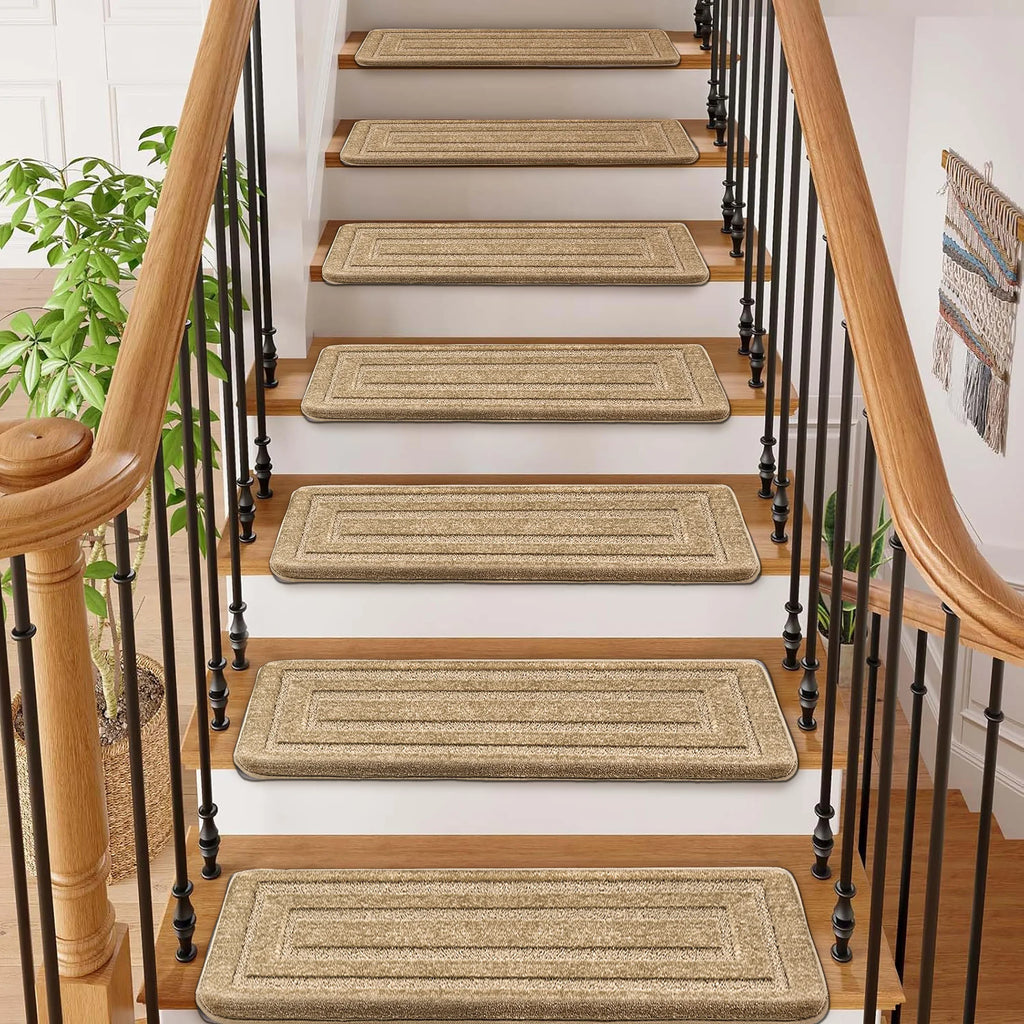 Carpet Stair Treads Set -Non-Slip, Skid Resistant, Washable, Reusable