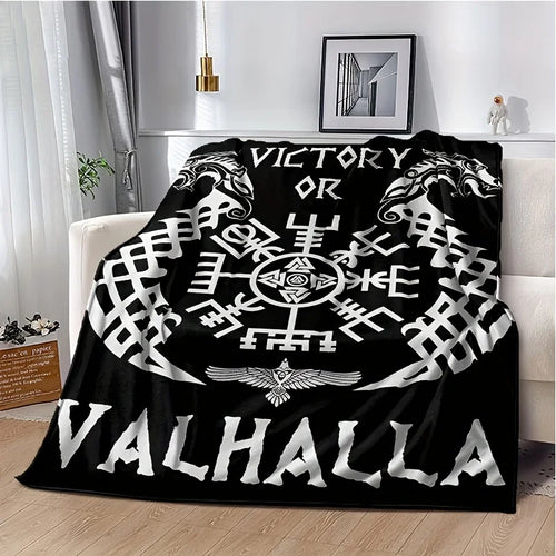 1pc Black Viking, Valhalla Soft Plush Blanket