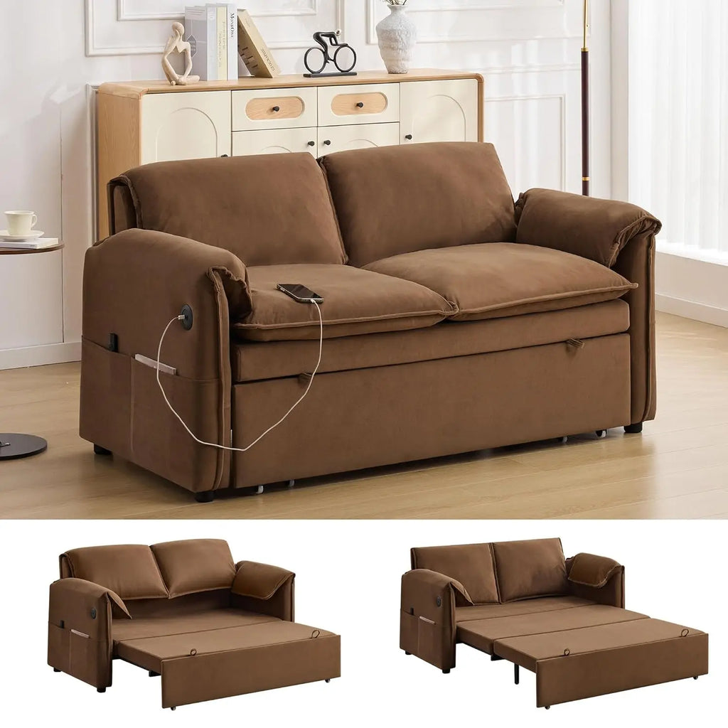 3 in 1 Convertible Sleeper Sofa Bed with Adjustable Backrest