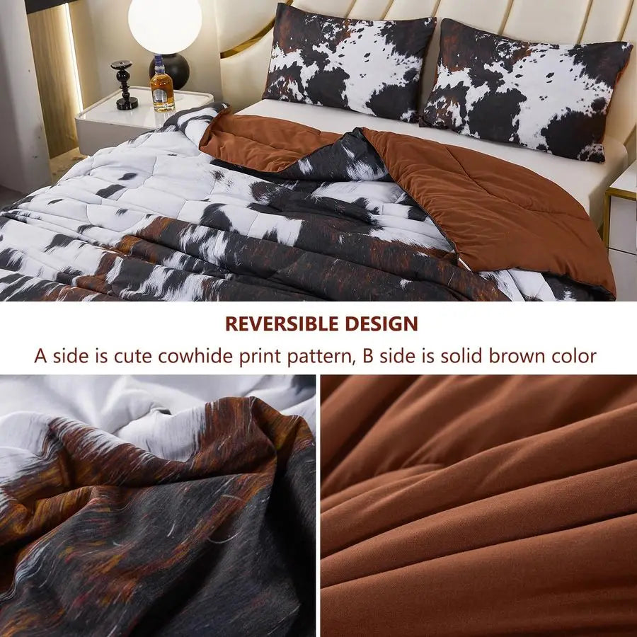 King Size Comforter Set 3 Piece Cow Print