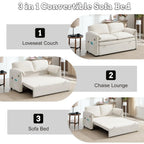 3 in 1 Convertible Sleeper Sofa Bed with Adjustable Backrest