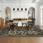 Washable Rug, Non-Slip Snake design