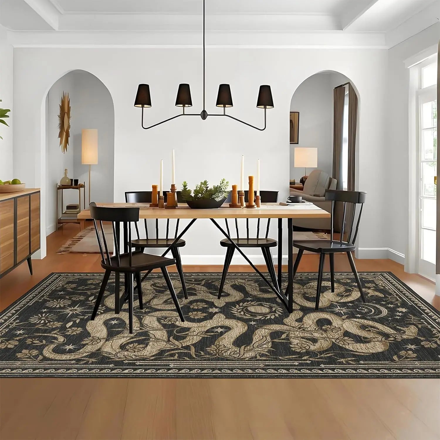 Washable Rug, Non-Slip Snake design