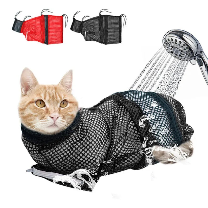 Cat Bathing Grooming Shower Bag Adjustable Cat Restraint