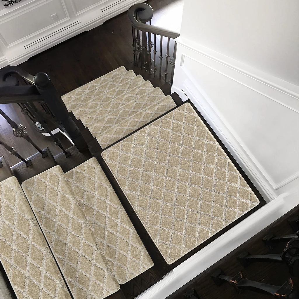 Carpet Stair Treads Set -Non-Slip, Skid Resistant, Washable, Reusable