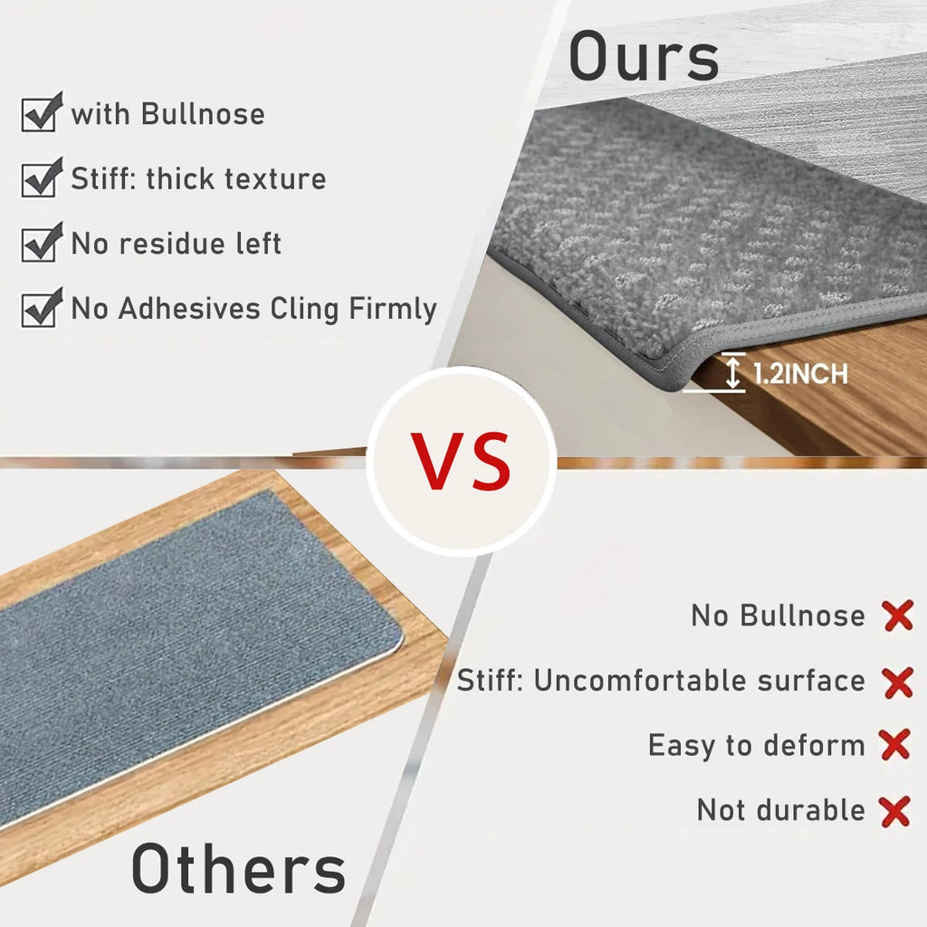 Carpet Stair Treads Set -Non-Slip, Skid Resistant, Washable, Reusable