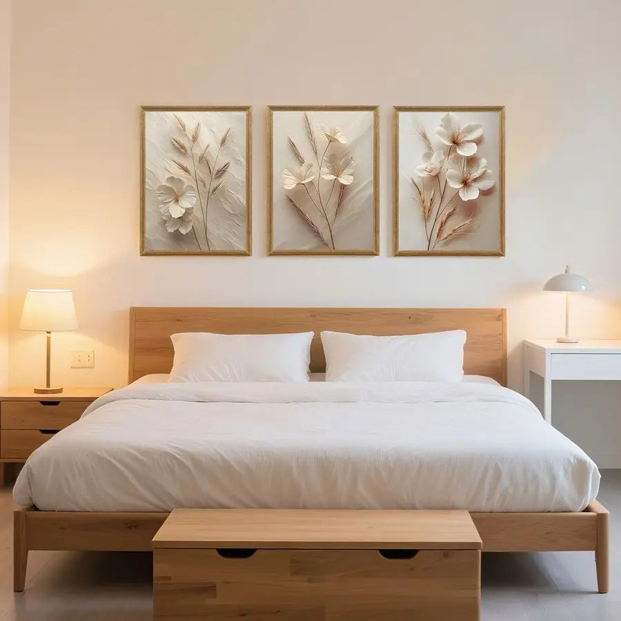 3Pcs Framed Floral Canvas Wall art