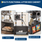 Multi-Level Cat Tree Tower with Enclosed Litter Box