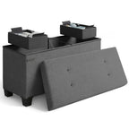 Bench with Bins, 30in Storage Bench Folding Foot Rest Ottoman