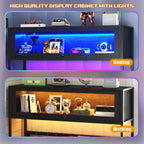 L Shaped Gaming Desk with Power Outlets & LED Lights