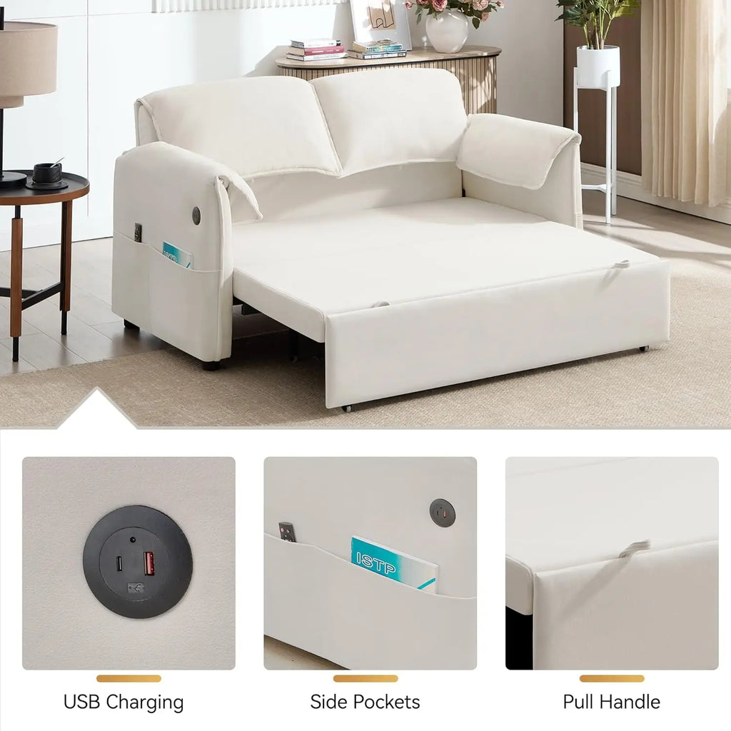 3 in 1 Convertible Sleeper Sofa Bed with Adjustable Backrest