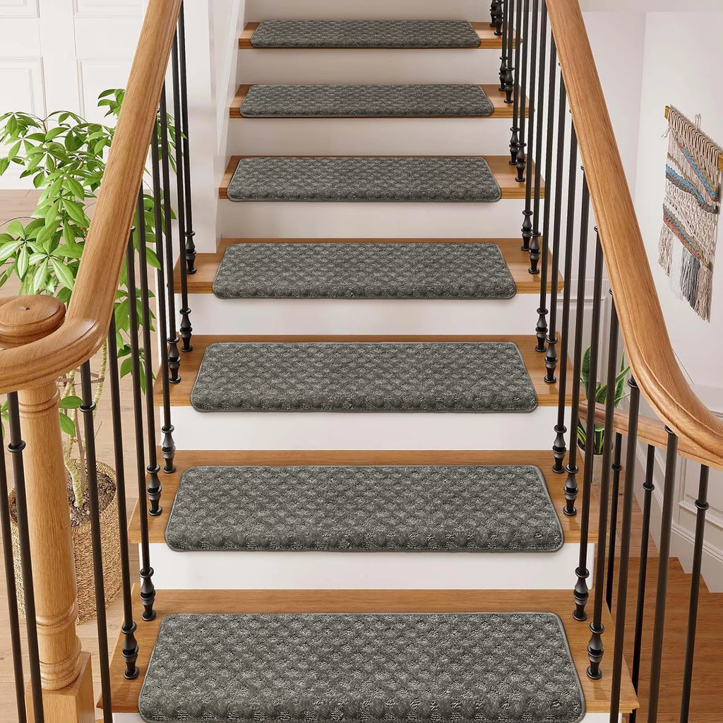 Carpet Stair Treads Set -Non-Slip, Skid Resistant, Washable, Reusable