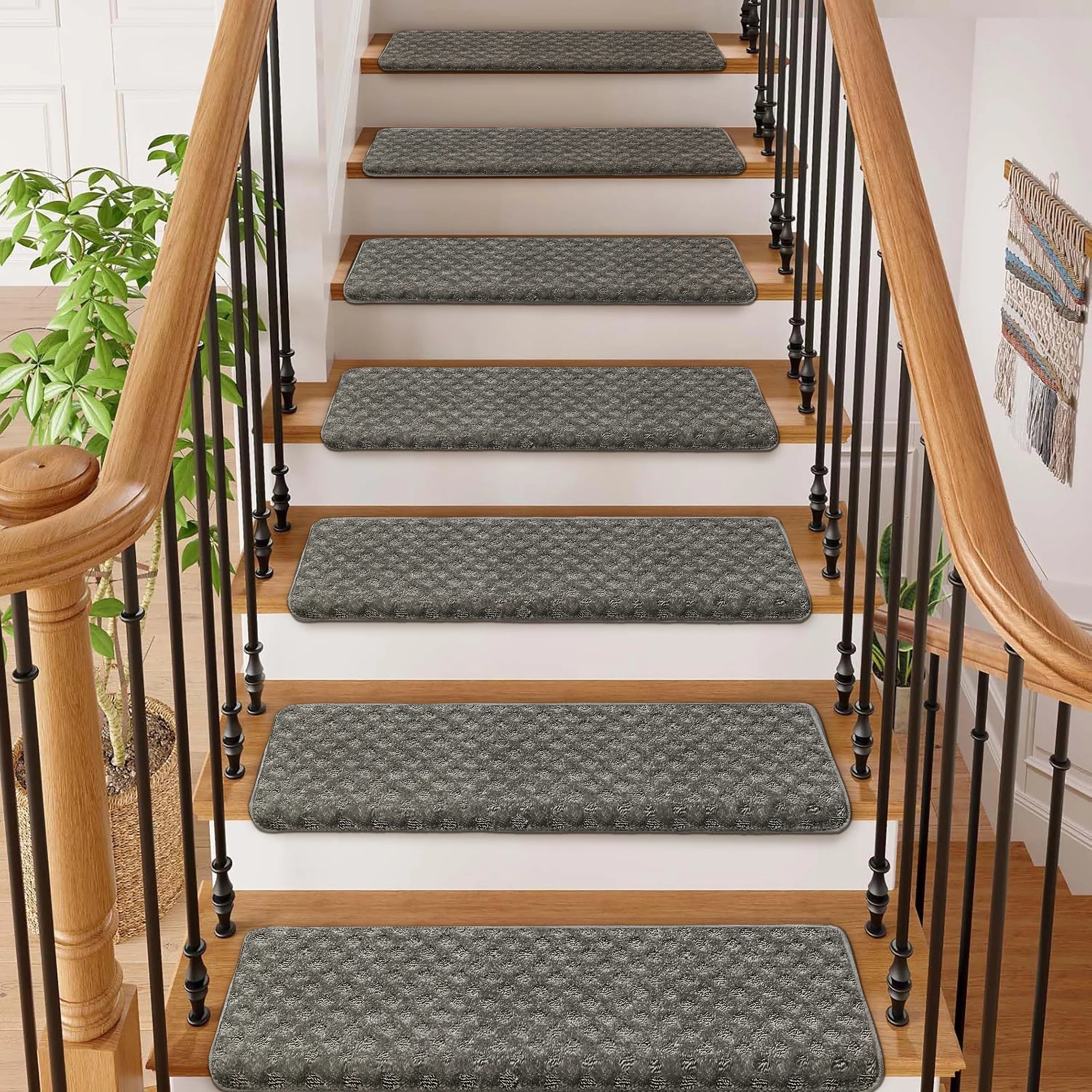Carpet Stair Treads Set -Non-Slip, Skid Resistant, Washable, Reusable