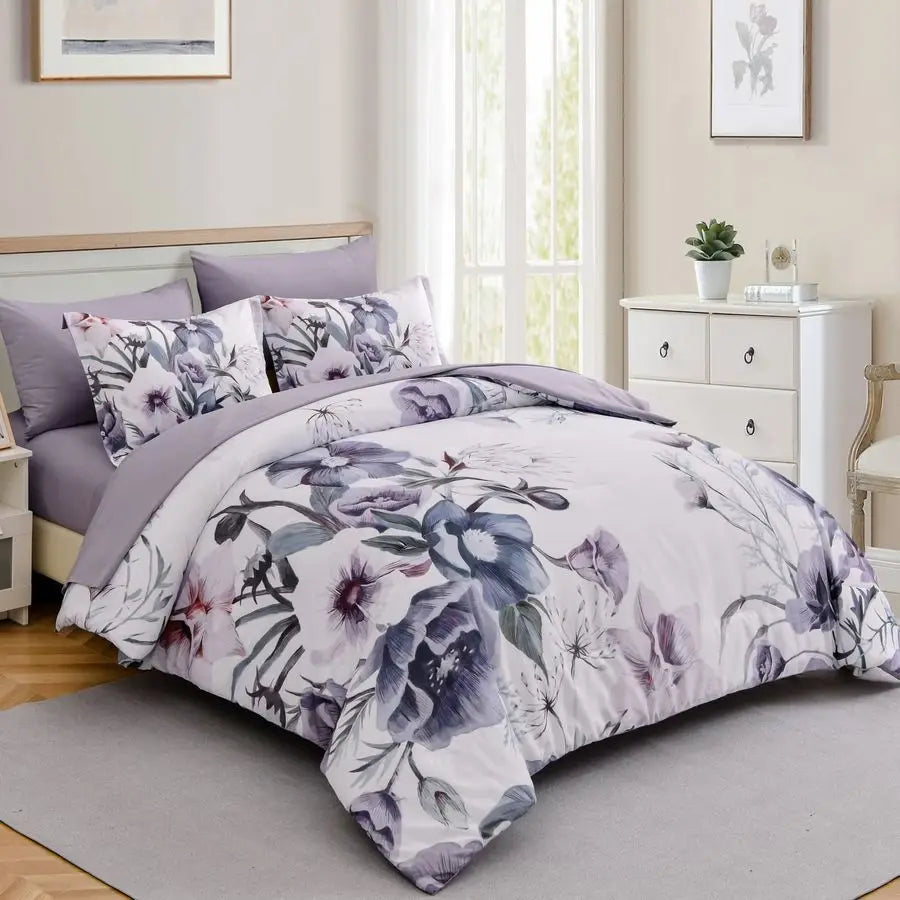 Floral Comforter Set Full Size 7 Piece