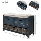 Wood Storage Ottoman with Removable Basket and 2 Drawers