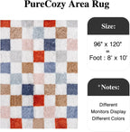 Rainbow Checkered Shag Rug Washable Non-Slip