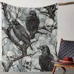 Skull & Crow Flannel Throw Blanket