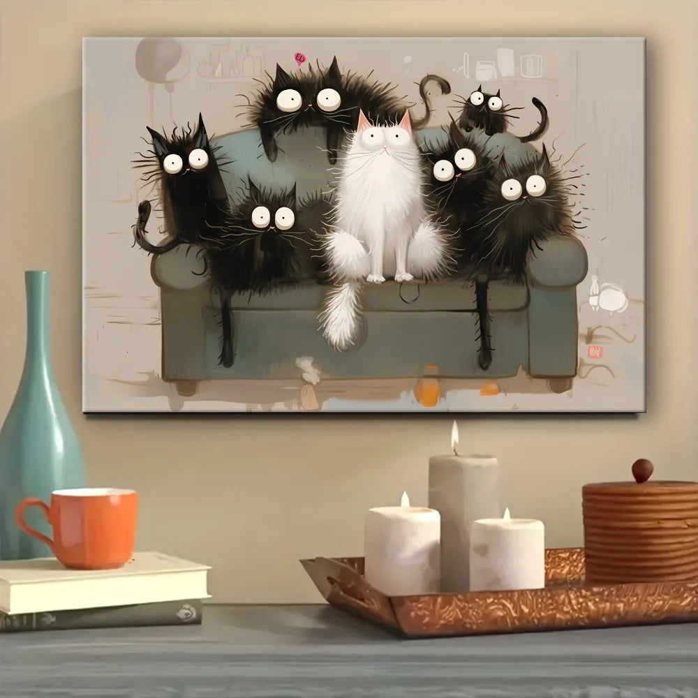 Humorous cartoon cat art
