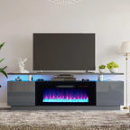 Fireplace TV Stand with 36" Fireplace, 70" Modern Fireplace Entertainment Center LED Lights, 2 Tier TV Console, Customized