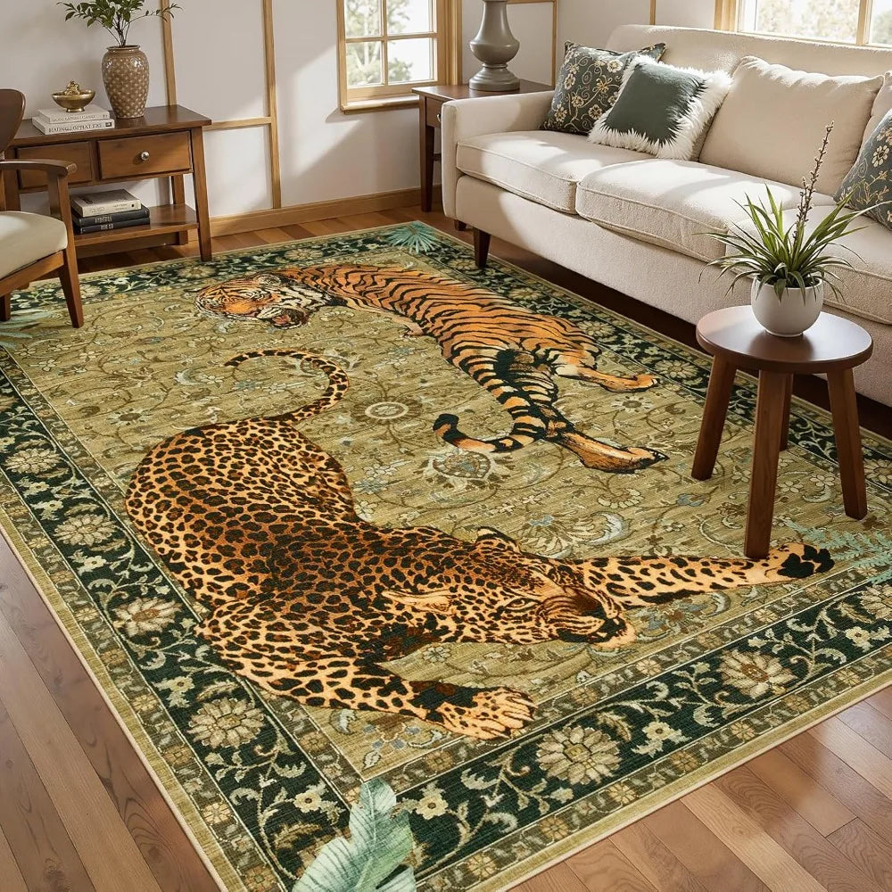 8x10 Tiger Print Rugs for Living Room
