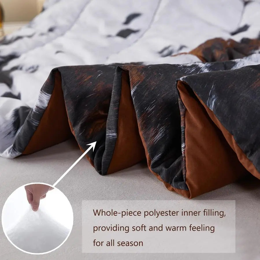 King Size Comforter Set 3 Piece Cow Print