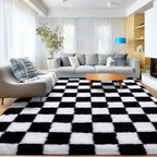 Checkered ultra soft shaggy rug