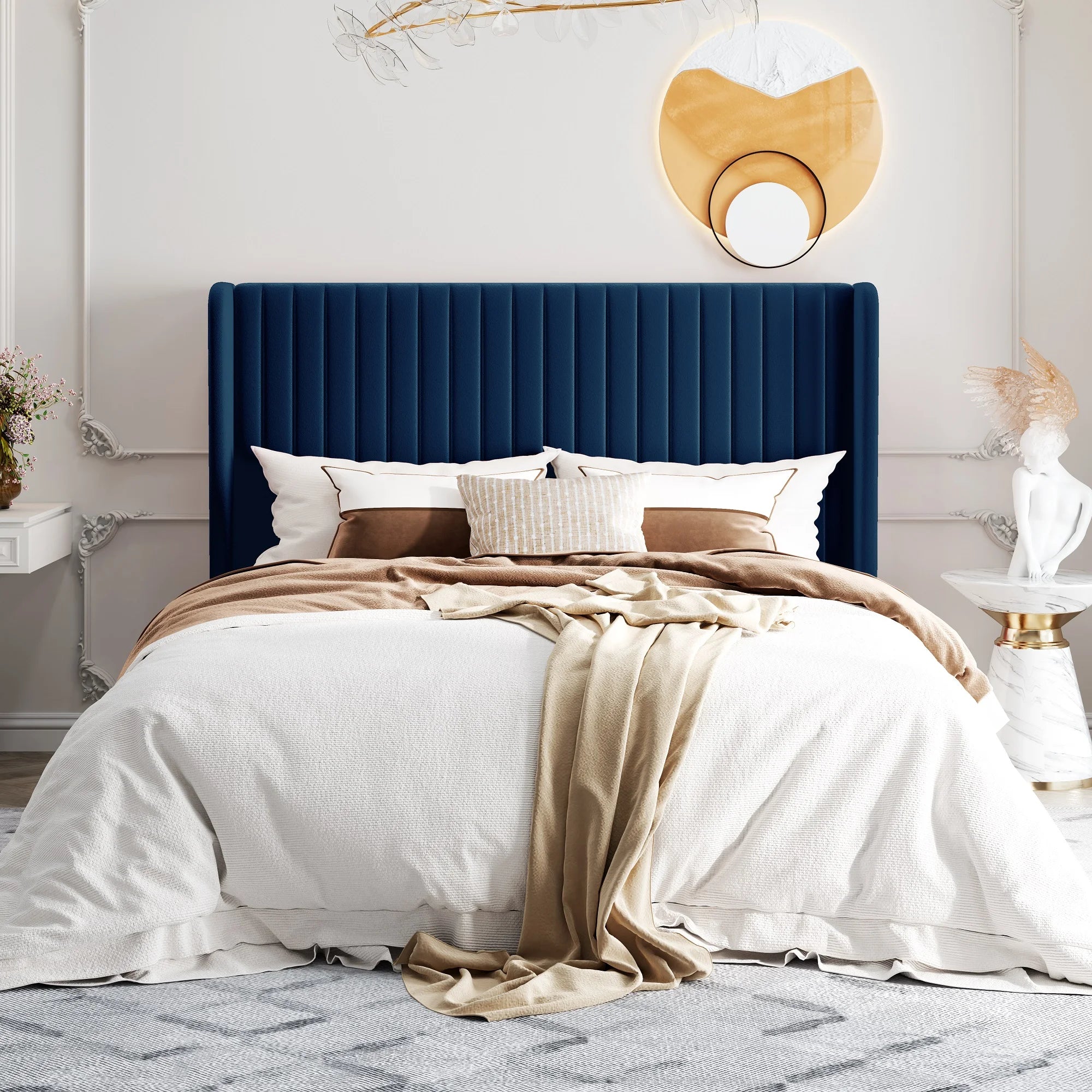 Velvet Upholstered Bed Frame with backboard