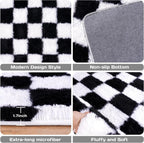 Checkered ultra soft shaggy rug