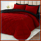 Queen Comforter Set, Red & Black