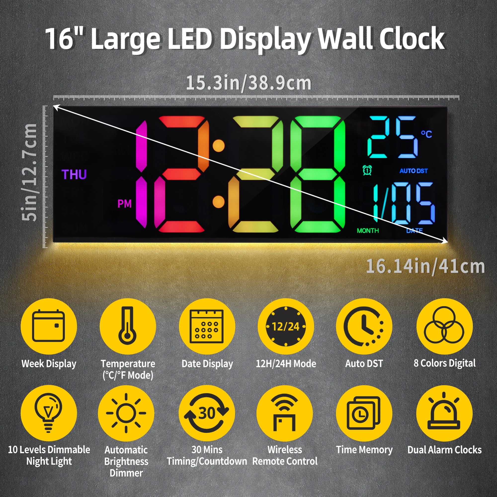 Big LED Display with Remote, 8 RGB Color