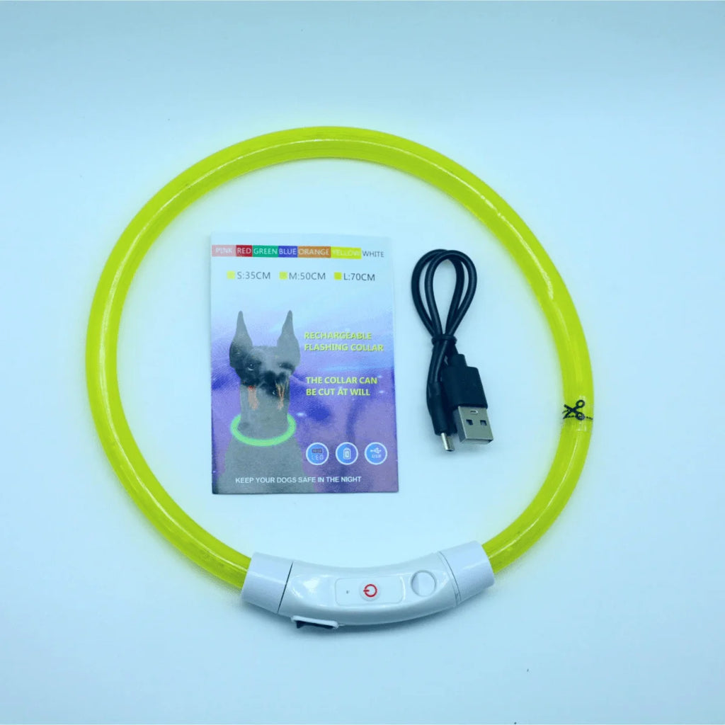 USB Rechargeable LED Glow Collar for Dogs Cats Night Safety