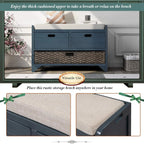 Wood Storage Ottoman with Removable Basket and 2 Drawers
