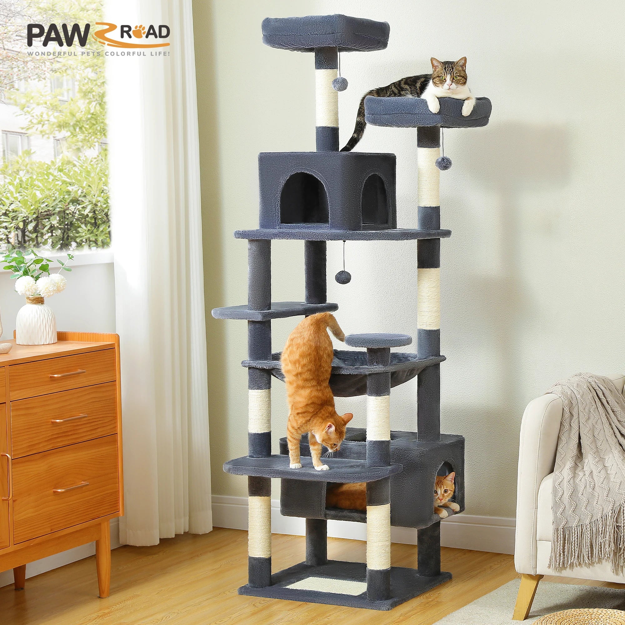 Large Cat Tree Tower With Scratching Posts.