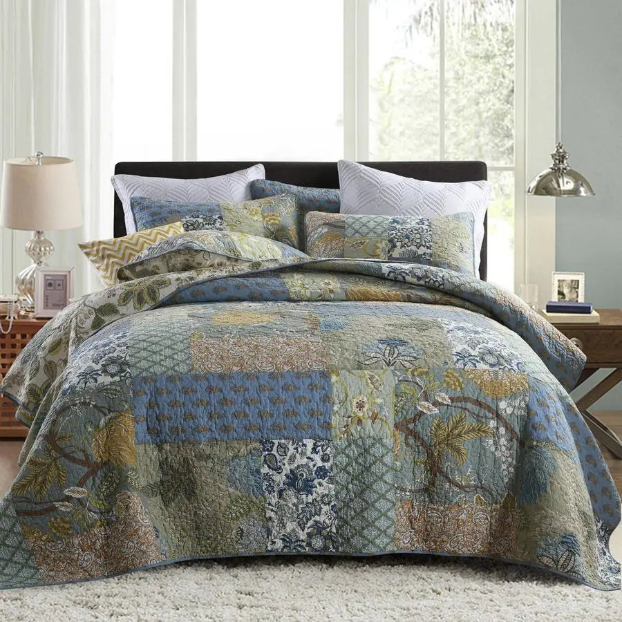 Quilt King Size Set, with 2 Pillow Shams
