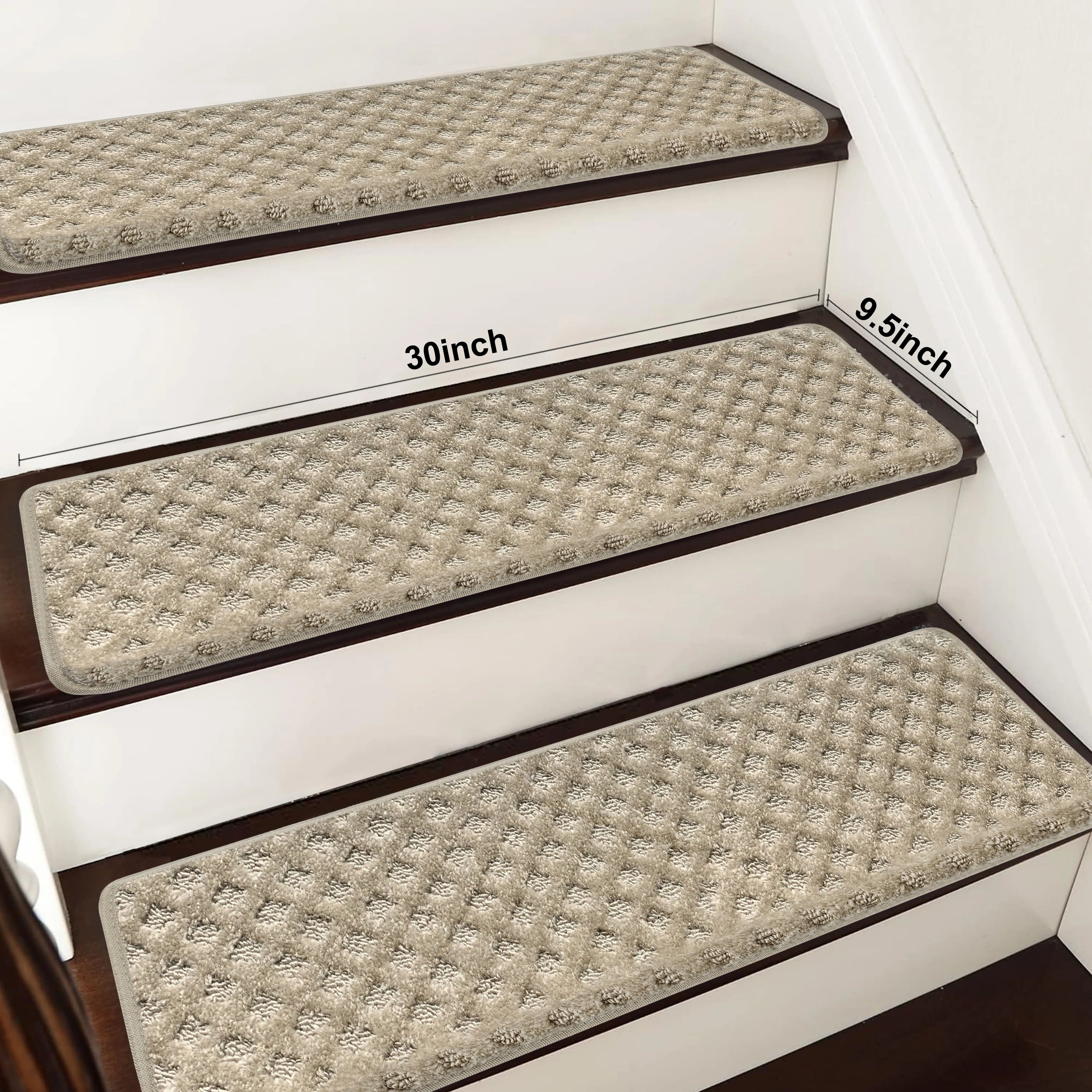 Carpet Stair Treads Set -Non-Slip, Skid Resistant, Washable, Reusable