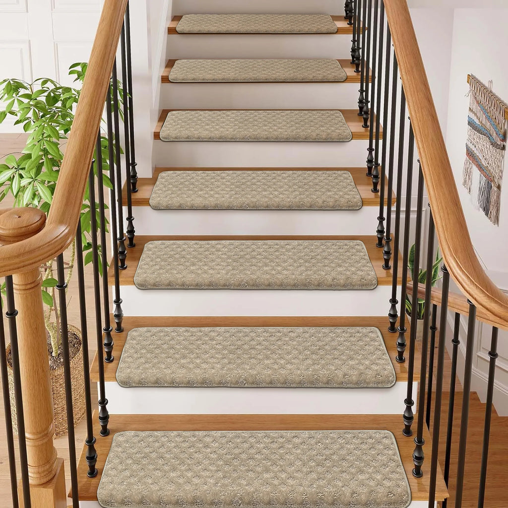 Carpet Stair Treads Set -Non-Slip, Skid Resistant, Washable, Reusable