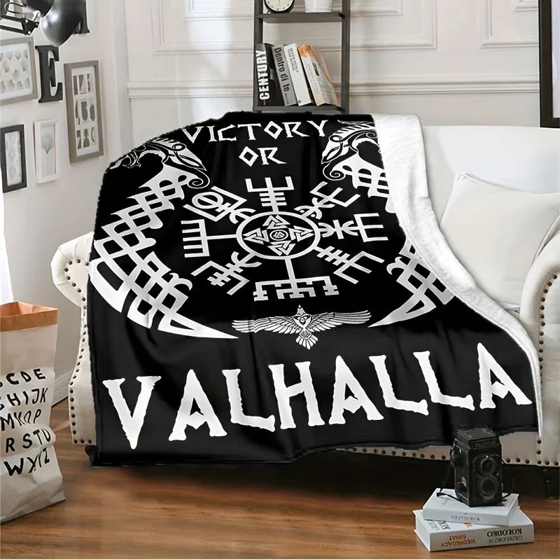 1pc Black Viking, Valhalla Soft Plush Blanket