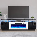Fireplace TV Stand with 36" Fireplace, 70" Modern Fireplace Entertainment Center LED Lights, 2 Tier TV Console, Customized