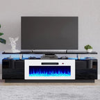 Fireplace TV Stand with 36" Fireplace, 70" Modern Fireplace Entertainment Center LED Lights, 2 Tier TV Console, Customized