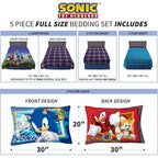 Sonic The Hedgehog, Comforter and Sheet Set, 5 Piece Full Size