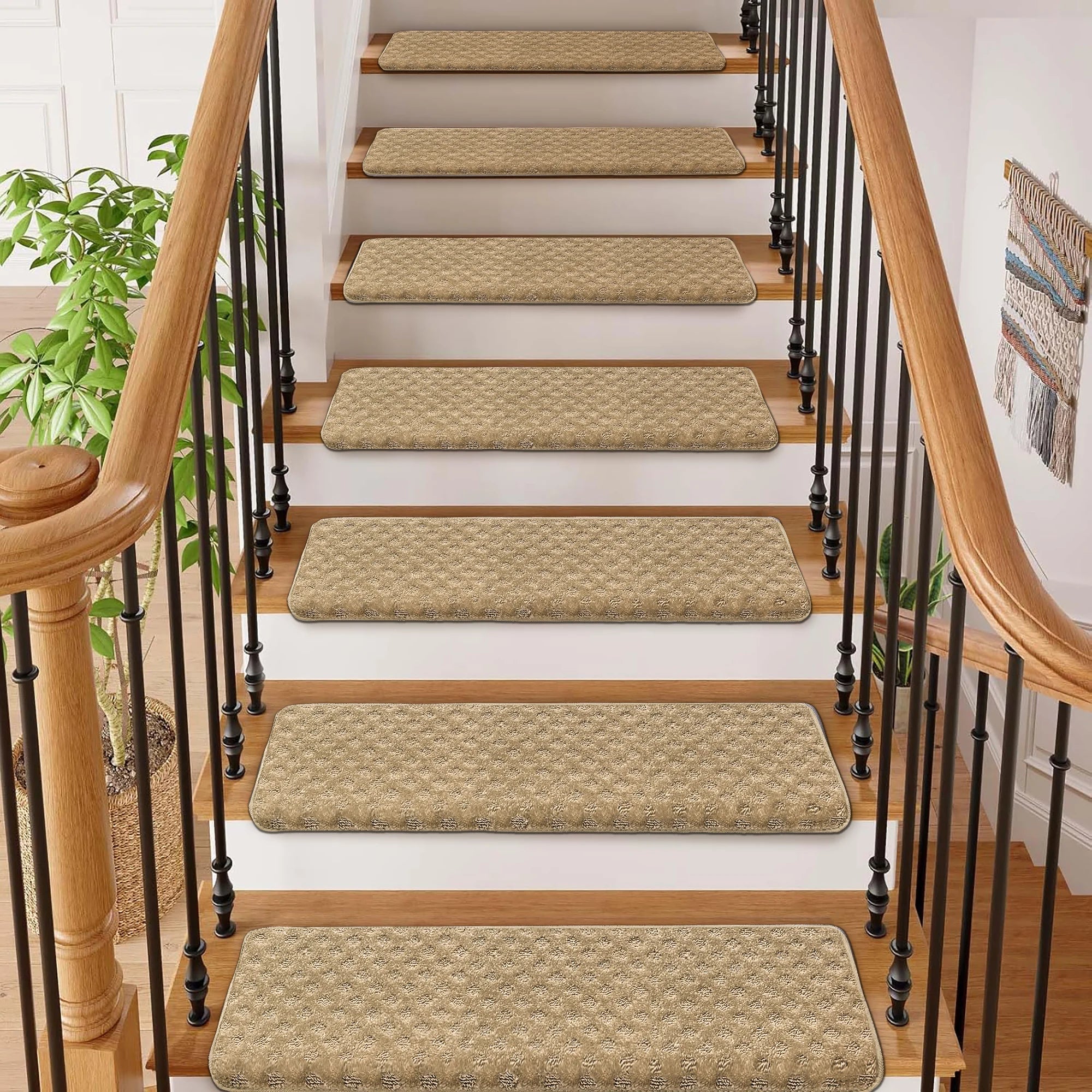 Carpet Stair Treads Set -Non-Slip, Skid Resistant, Washable, Reusable