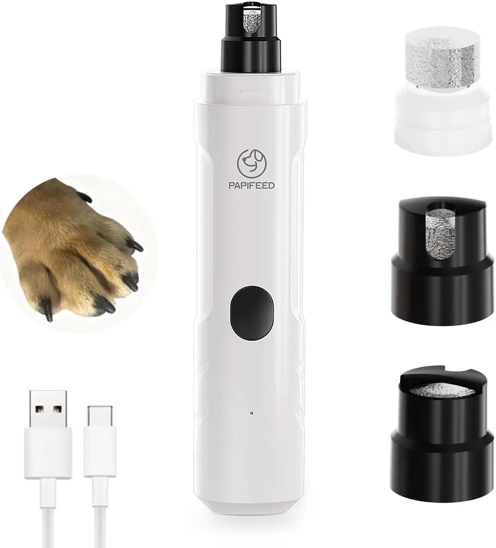 Ultra Quiet Pet Nail Grinder with LED Light, 3-Speed Rechargeable Trimmer for Dogs and Cats