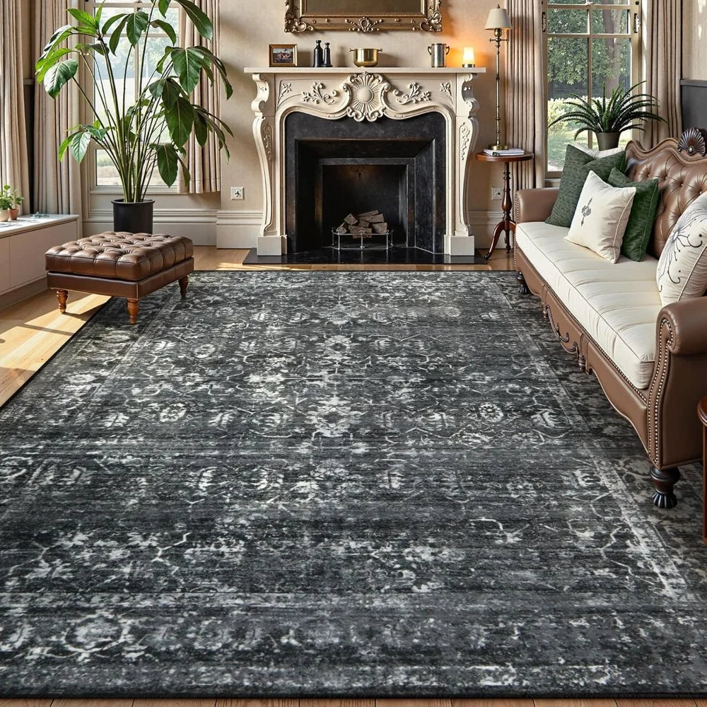Boho Black Dining Room Rug